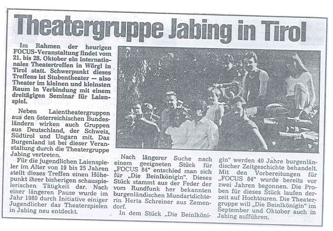 Theatergruppe Jabing vertritt das Burgenland in Wörgl/Tirol