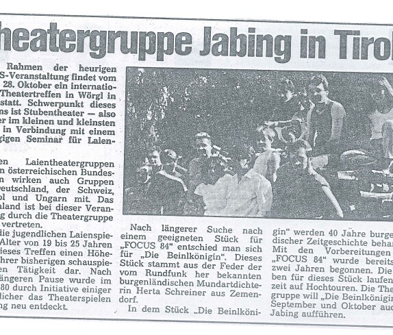 Theatergruppe Jabing vertritt das Burgenland in Wörgl/Tirol